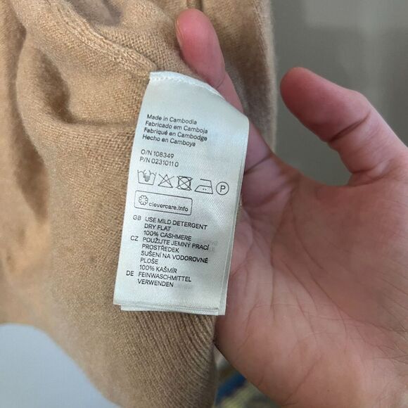 H&M Cashmere Womens Open Front Cardigan Biege Size S Long Sleeve Sweater Pockets - Picture 9 of 9